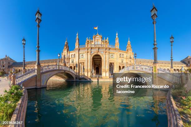 plaza de espana, seville, andalusia, spain, europe - francesco riccardo iacomino spain stock pictures, royalty-free photos & images