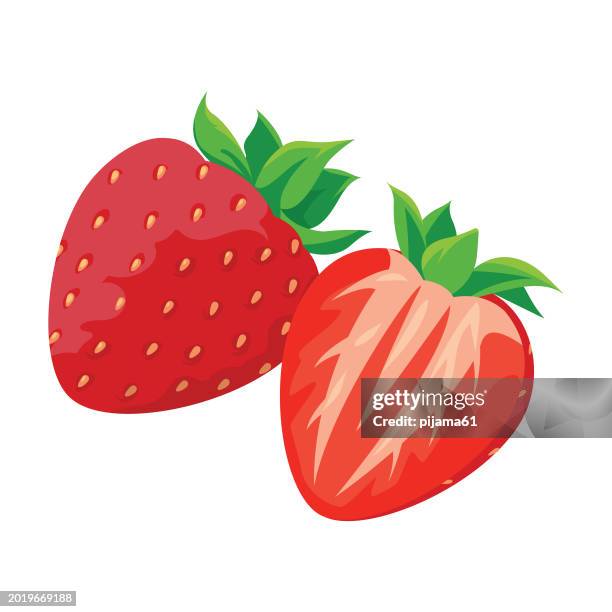 strawberry isolated over white background. - cutting strawberries stock illustrations