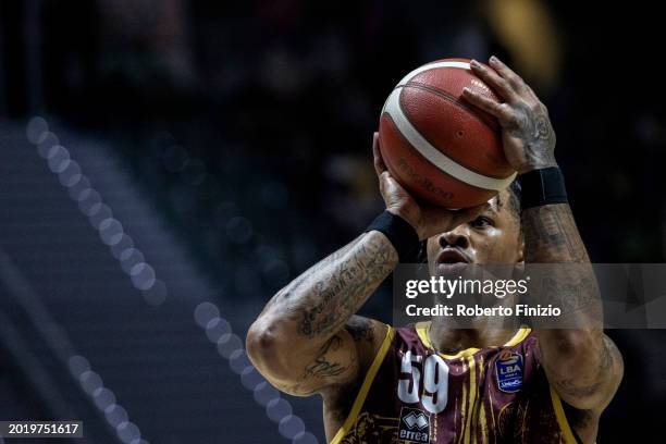 Rayjon Tucker of Umana Reyer Venice in action during the LBA Frecciarossa Final Eight 2024 Semi Final match between EA7 Emporio Armani Milan and...