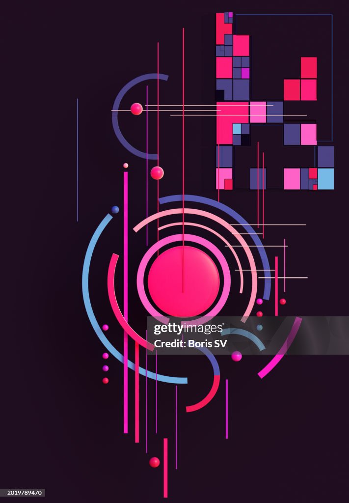 Abstract geometric shapes in 1980's style