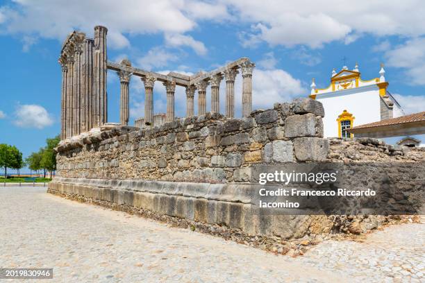 portugal, alentejo, evora roman temple of diana - diana roman goddess stock pictures, royalty-free photos & images