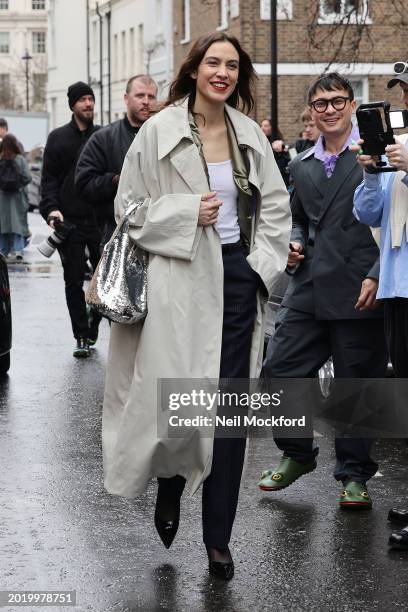 Alexa Chung attends JW Anderson at Seymour Leisure Centre during London Fashion Week February 2024 on February 18, 2024 in London, England.