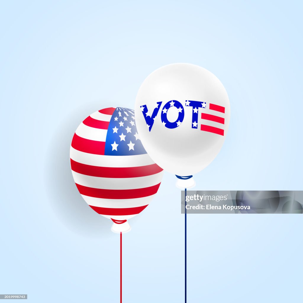 Balloons With American Flag And Choice Text On A Neutral Background ...