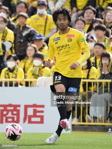 Tomoya Inukai of Kashiwa Reysol in action during the preseason friendly match between Vissel Kobe and Inter Miami at National Stadium on February 18,...