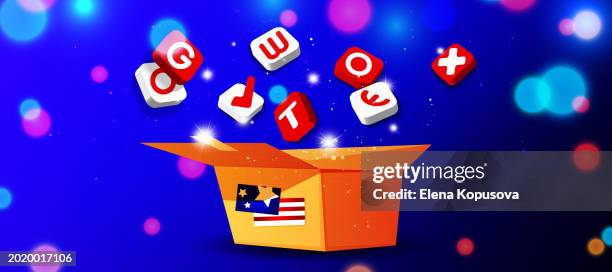 voting concept in national style. ballot box with 3d choice buttons on an abstract colorful festive background. - empty box stock illustrations