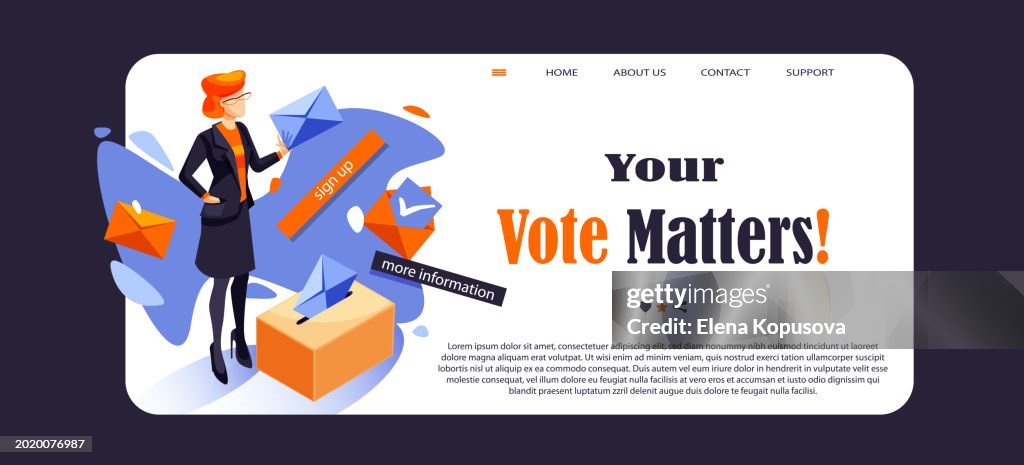 Election Voting Concept In Flat Style Voting In The Usa Web Banner ...
