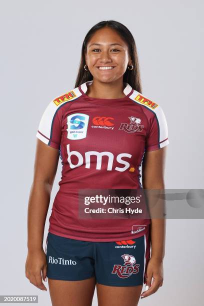 Mercedez Taulelei-Siala poses during the Queensland Reds 2024 Super Rugby Women headshots session at the National Rugby Training Centre on February...