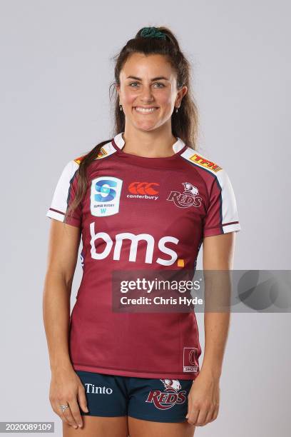 Carola Kreis poses during the Queensland Reds 2024 Super Rugby Women headshots session at the National Rugby Training Centre on February 14, 2024 in...