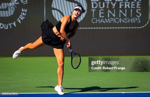 Anna Kalinskaya in action against Jelena Ostapenko of Latvia in the third round on Day 4 of the Dubai Duty Free Tennis Championships, part of the...