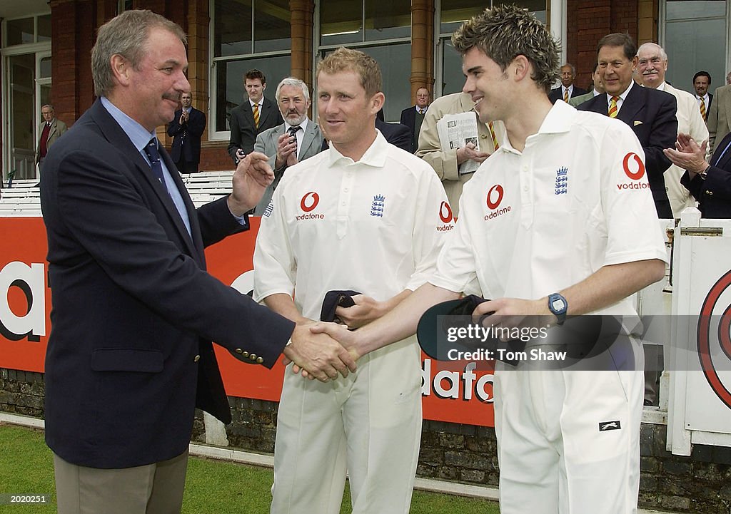 James Anderson of England recieves his first cap