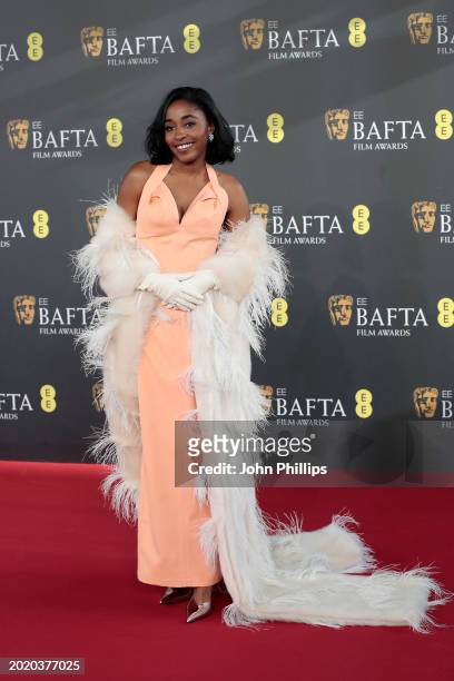 Ayo Edebiri attends the 2024 EE BAFTA Film Awards at The Royal Festival Hall on February 18, 2024 in London, England.