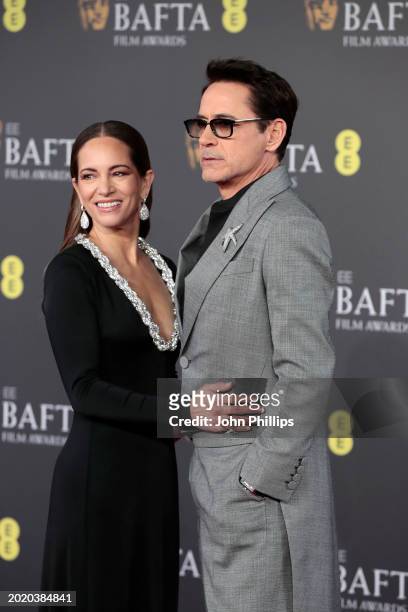 Susan Downey and Robert Downey Jr. Attend the EE BAFTA Film Awards 2024 at The Royal Festival Hall on February 18, 2024 in London, England.