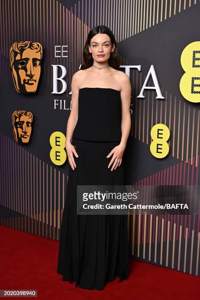 Emma Mackey attends the EE BAFTA Film Awards 2024 at The Royal Festival Hall on February 18, 2024 in London, England.