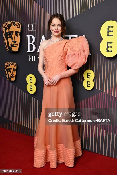 Emma Stone attends the EE BAFTA Film Awards 2024 at The Royal Festival Hall on February 18, 2024 in London, England.