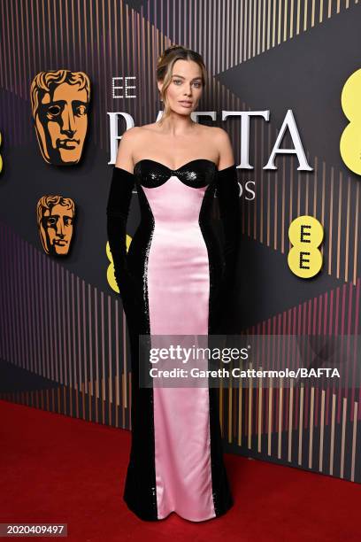 Margot Robbie attends the EE BAFTA Film Awards 2024 at The Royal Festival Hall on February 18, 2024 in London, England.