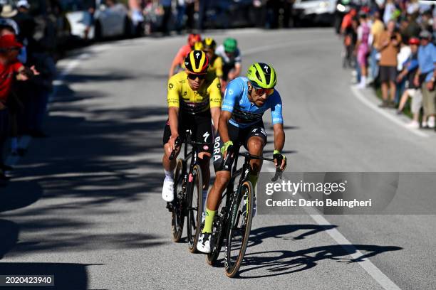 Remco Evenepoel of Belgium and Team Soudal - Quick Step - Yellow leader jersey and stage winner Daniel Felipe Martinez of Colombia and Team BORA -...