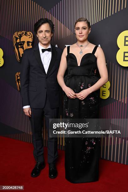 Noah Baumbach and Greta Gerwig attend the EE BAFTA Film Awards 2024 at The Royal Festival Hall on February 18, 2024 in London, England.