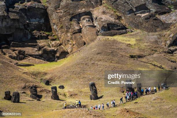 paro moai - isla de pascua fotografías e imágenes de stock