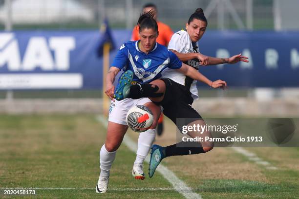 Sofia Kongouli of Parma Calcio 1913 competes for the ball during the Serie B Women match between Parma Calcio 1913 and A.C.F. Brescia Calcio on...