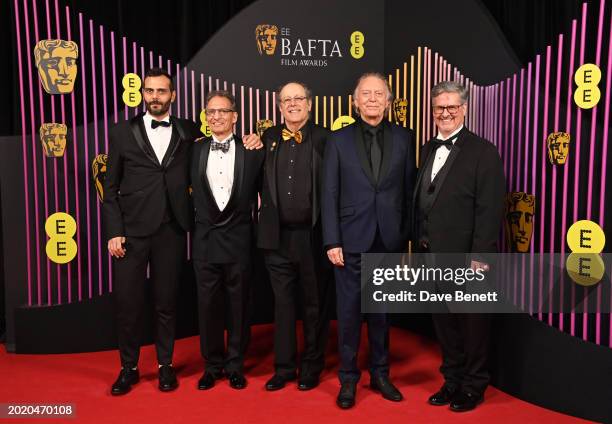 Angelo Bonanni, Lee Orloff, Bernard Weiser, Andy Nelson and Tony Lamberti attend the 2024 EE BAFTA Film Awards at The Royal Festival Hall on February...