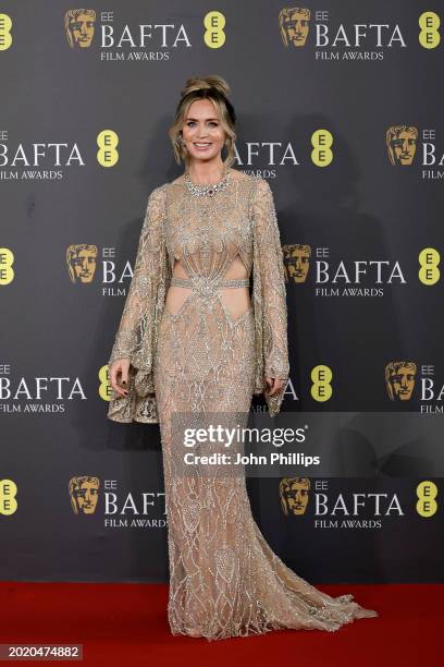 Emily Blunt attends the 2024 EE BAFTA Film Awards at The Royal Festival Hall on February 18, 2024 in London, England.