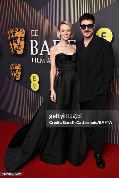 Carey Mulligan and Marcus Mumford attend the EE BAFTA Film Awards 2024 at The Royal Festival Hall on February 18, 2024 in London, England.