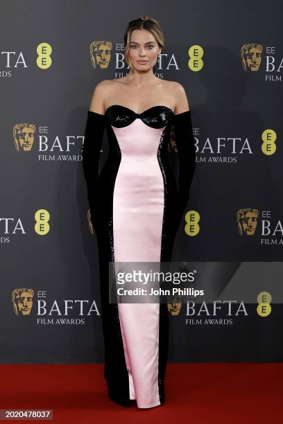 Margot Robbie attends the 2024 EE BAFTA Film Awards at The Royal Festival Hall on February 18, 2024 in London, England.