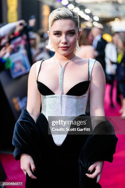 Florence Pugh attends the EE BAFTA Film Awards 2024 at The Royal Festival Hall on February 18, 2024 in London, England.