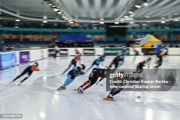 Chung Jaehee of Korea competes for Team Korea in Women's 3000m Relay Final A race during the ISU Junior World Cup Short Track Speed Skating at Thialf...