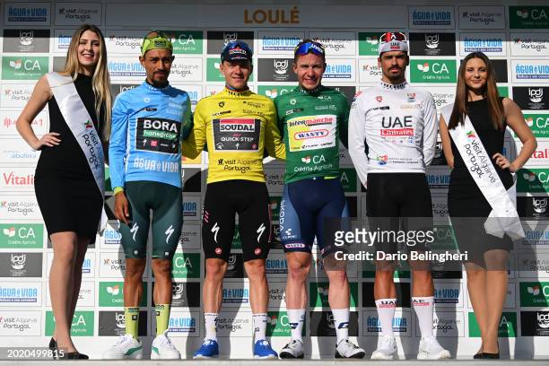 Daniel Felipe Martinez of Colombia and Team BORA - hansgrohe - Blue Mountain Jersey, Remco Evenepoel of Belgium and Team Soudal - Quick Step - Yellow...