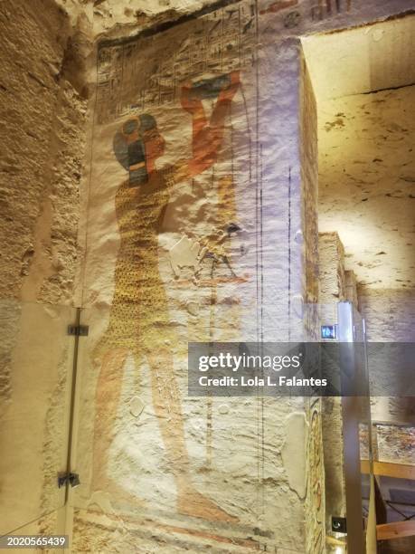 egyptian art. paintings and hieroglyphics.tomb of ramses ix. valley of the kings, egypt - ix stock pictures, royalty-free photos & images