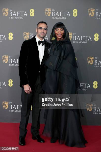 Mohammed Al-Turki and Naomi Campbell attend the EE BAFTA Film Awards 2024 at The Royal Festival Hall on February 18, 2024 in London, England.