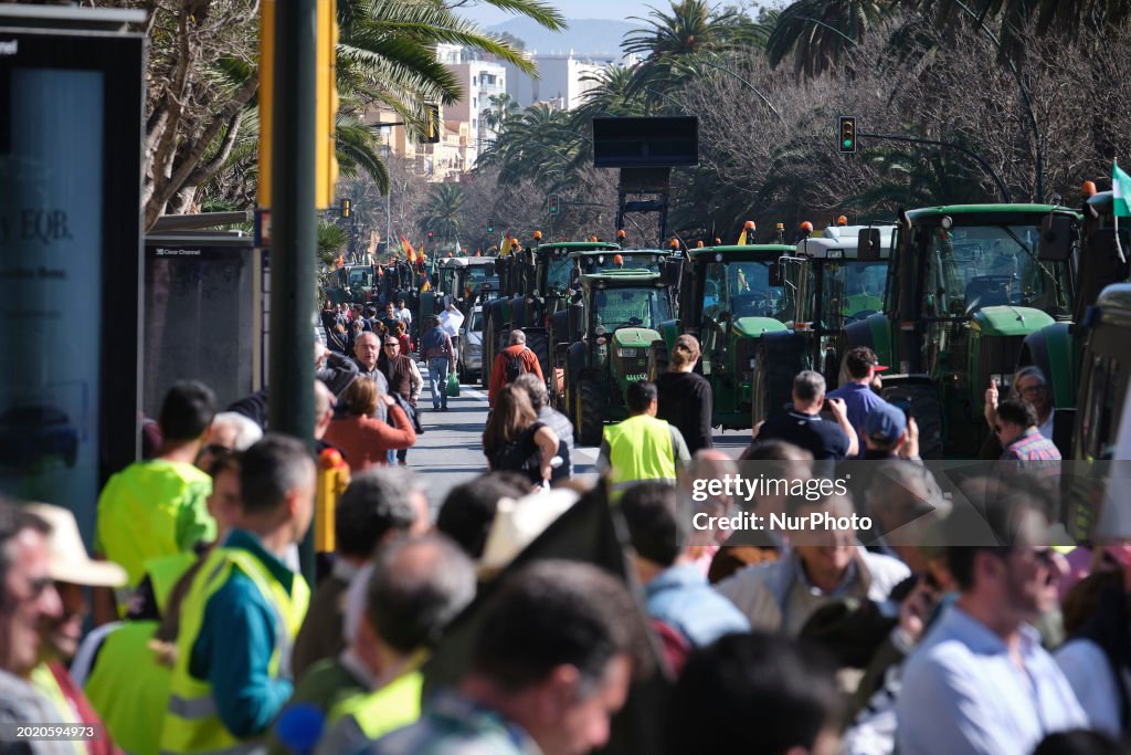 Hundreds Of Farmers Take To The Centre Of Malaga With Their Tractors