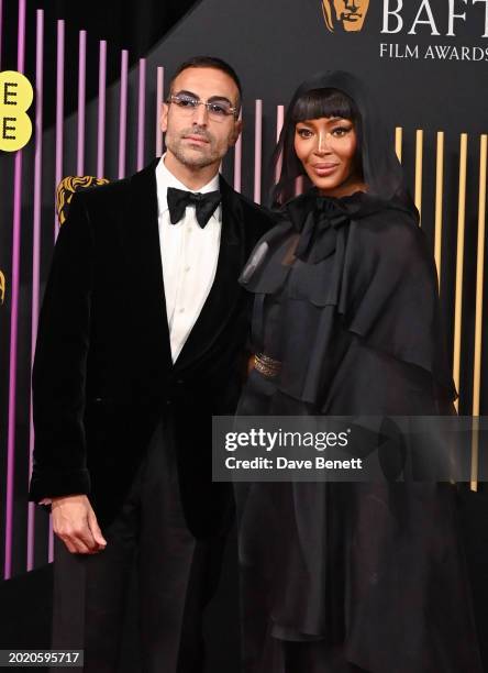 Mohammed Al Turki and Naomi Campbell attend the 2024 EE BAFTA Film Awards at The Royal Festival Hall on February 18, 2024 in London, England.