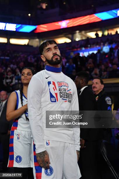 Anuel AA during the Ruffles NBA All-Star Celebrity Game as part of NBA All-Star Weekend on Friday, February 16, 2024 at Lucas Oil Stadium in...