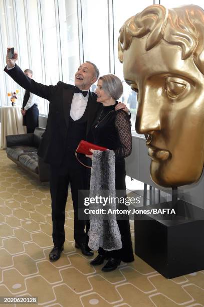 Michel Roux, Jr. Takes a selfie during the Champagne Taittinger reception at the EE BAFTA Film Awards 2024 at The Royal Festival Hall on February 18,...