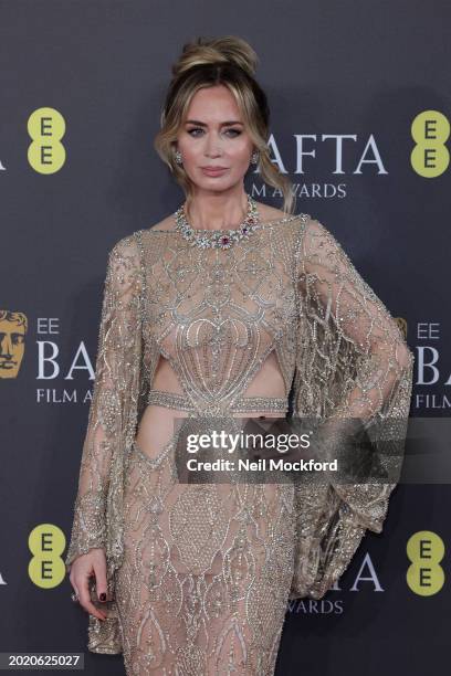 Emily Blunt attends the 2024 EE BAFTA Film Awards at The Royal Festival Hall on February 18, 2024 in London, England.