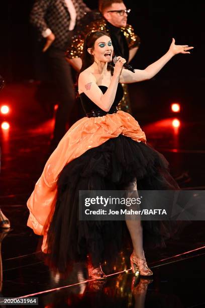 Sophie Ellis-Bextor performs 'Murder on the Dance Floor' on stage during the EE BAFTA Film Awards 2024 at The Royal Festival Hall on February 18,...