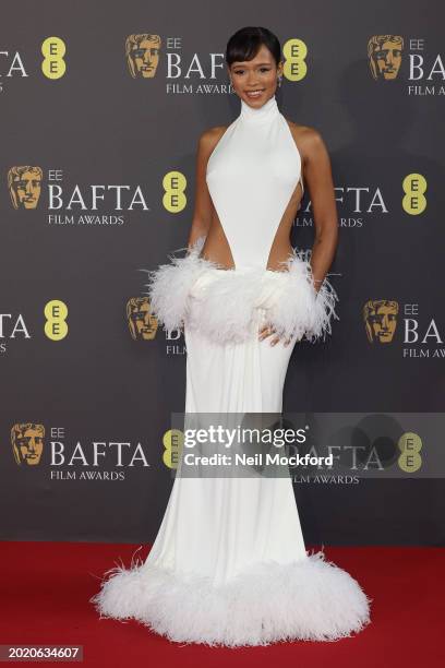 Taylor Russell attends the 2024 EE BAFTA Film Awards at The Royal Festival Hall on February 18, 2024 in London, England.