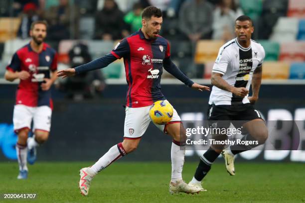 Gianluca Gaetano of Cagliari controls the ball during the Serie A TIM match between Udinese Calcio and Cagliari - Serie A TIM at Bluenergy Stadium on...