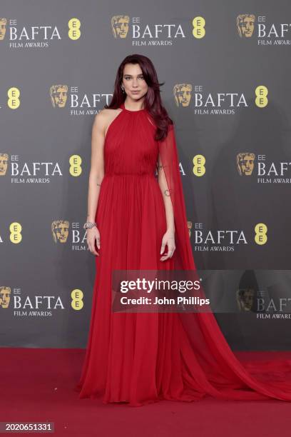 Dua Lipa attends the EE BAFTA Film Awards 2024 at The Royal Festival Hall on February 18, 2024 in London, England.