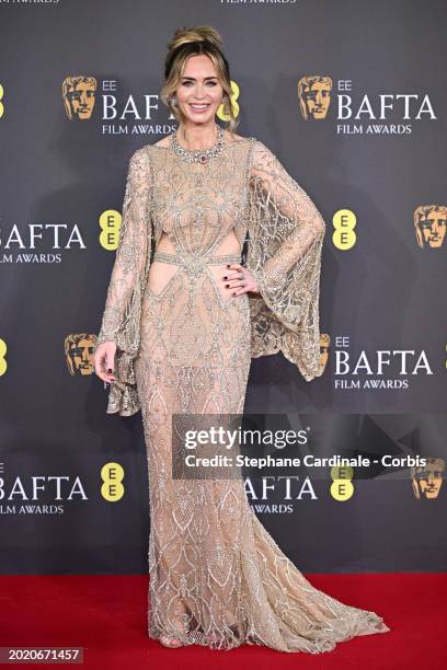 Emily Blunt attends the 2024 EE BAFTA Film Awards at The Royal Festival Hall on February 18, 2024 in London, England.