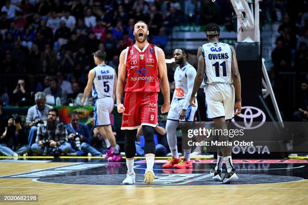 Nicolò Melli of EA7 Emporio Armani Milano reacts during the Lega Basket LBA Frecciarossa final eight match between EA7 Emporio Armani Milano and...