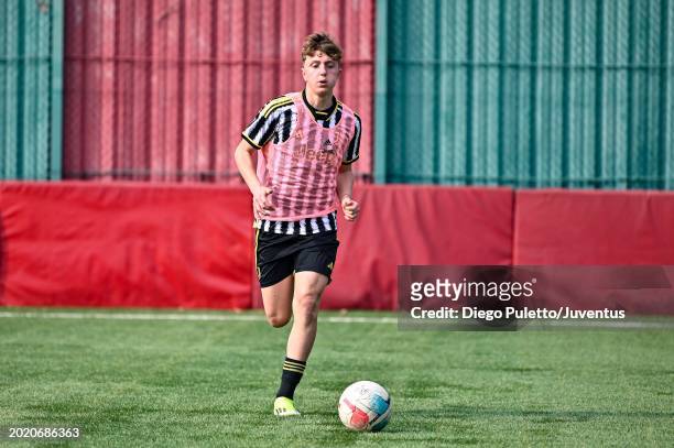 Federico of Juventus during the warm up prior the match between Torino U15 and Juventus U15 at Cit Turin on February 18, 2024 in Turin, Italy.