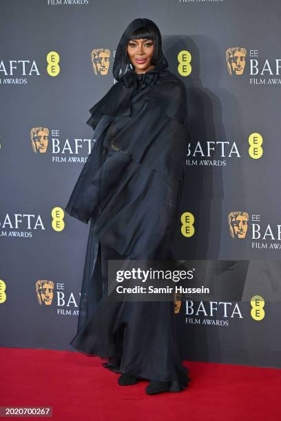 Naomi Campbell attends the 2024 EE BAFTA Film Awards at The Royal Festival Hall on February 18, 2024 in London, England.