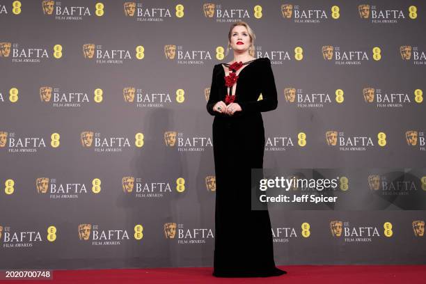 Emerald Fennell attends the 2024 EE BAFTA Film Awards at The Royal Festival Hall on February 18, 2024 in London, England.