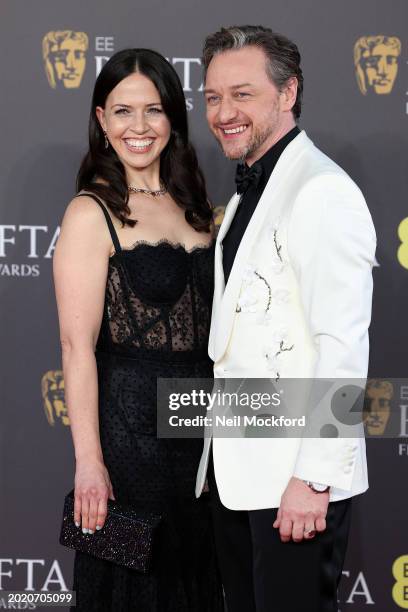 Lisa Liberati and James McAvoy attend the 2024 EE BAFTA Film Awards at The Royal Festival Hall on February 18, 2024 in London, England.