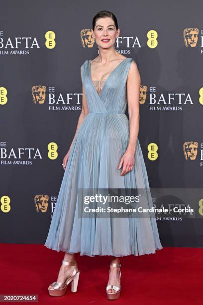 Rosamund Pike attends the 2024 EE BAFTA Film Awards at The Royal Festival Hall on February 18, 2024 in London, England.