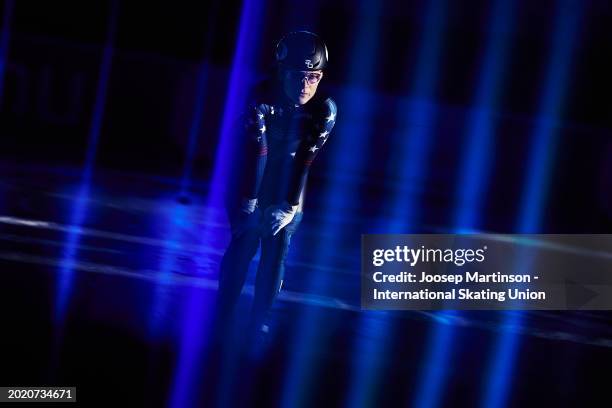 Corinne Stoddard of United States prepares in the Women's 1000m final during the ISU World Cup Short Track at Hala Olivia on February 18, 2024 in...