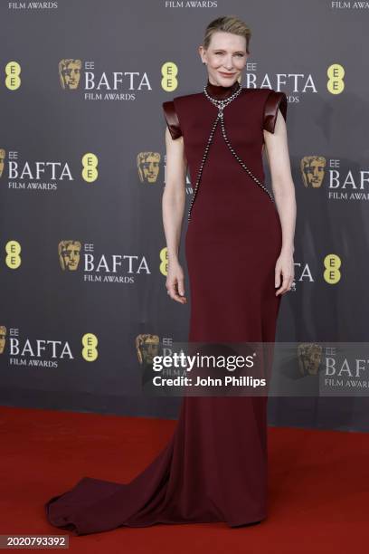 Cate Blanchett arrives at the EE BAFTA Film Awards 2024 at The Royal Festival Hall on February 18, 2024 in London, England.